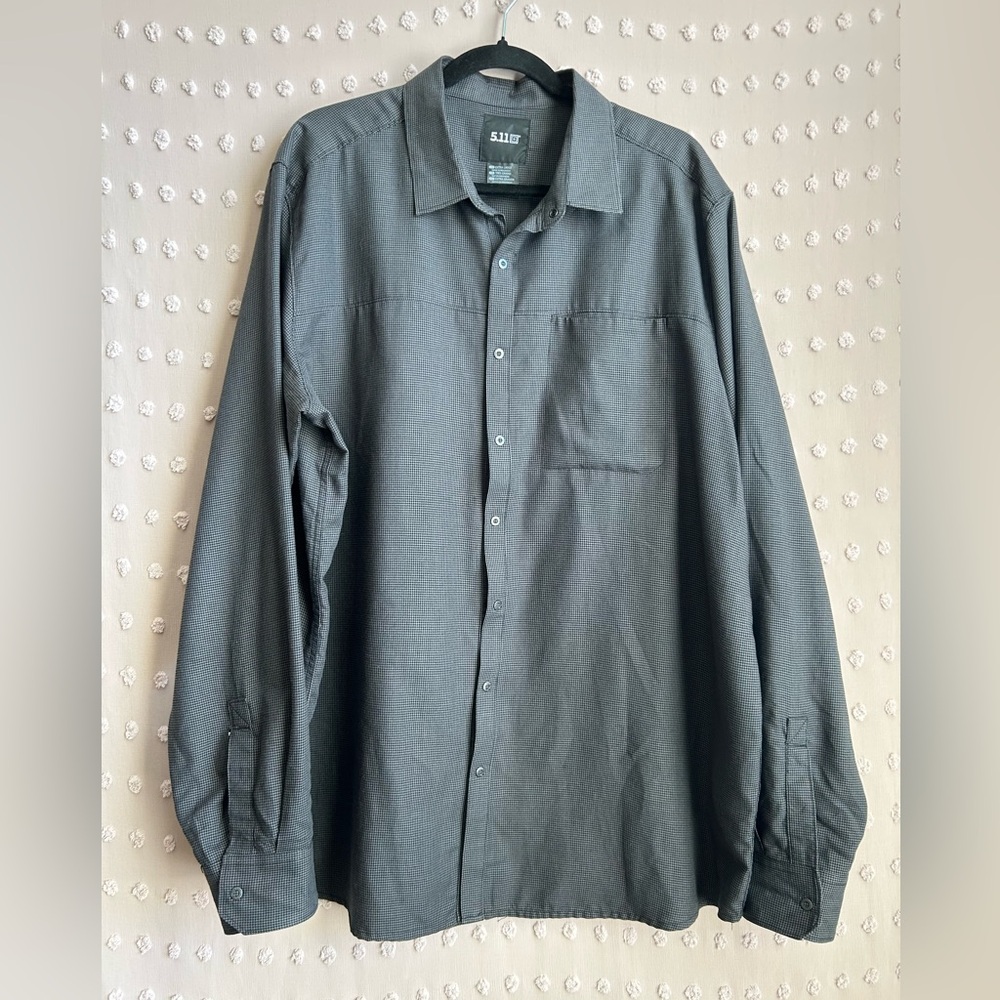 5.11 Tactical Men’s Igor Plaid Long Sleeve Shirt Cotton‎ Blend Sz XL Grey Black
